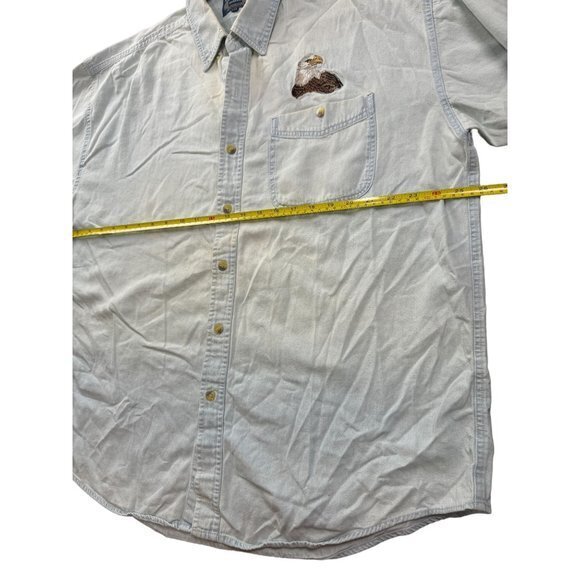 VINTAGE 90'S DENIM BUTTON UP SHIRT WITH EAGLE SIZE 2XL | E1 - Picture 6 of 9